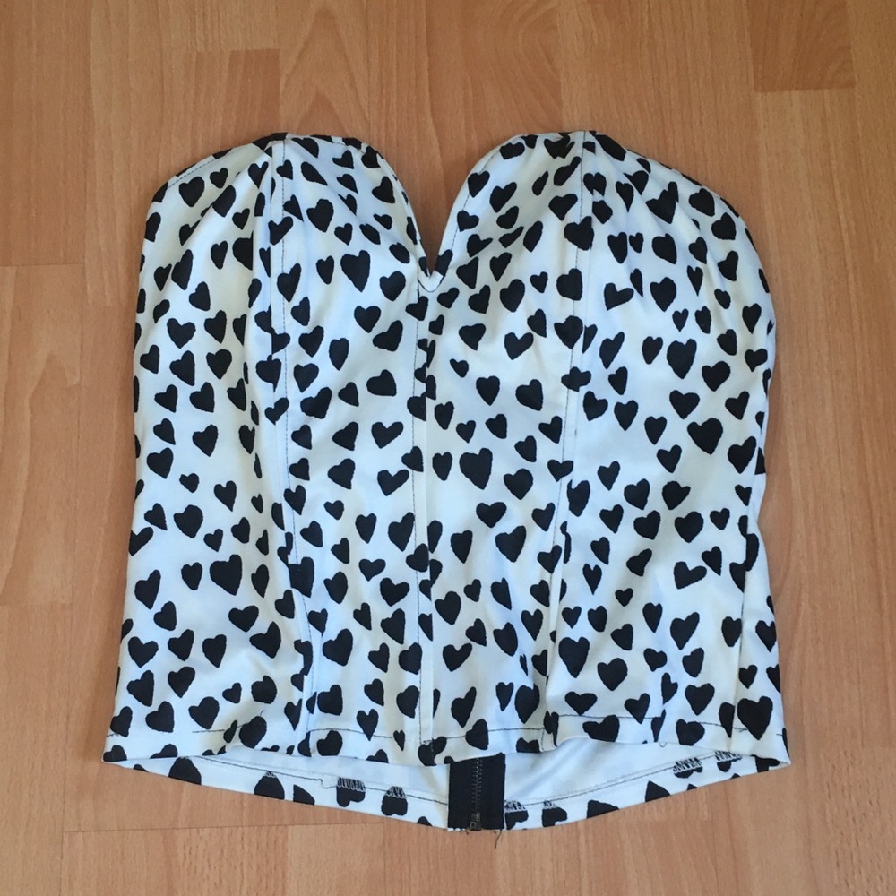 Bustier top with lining and heart print
